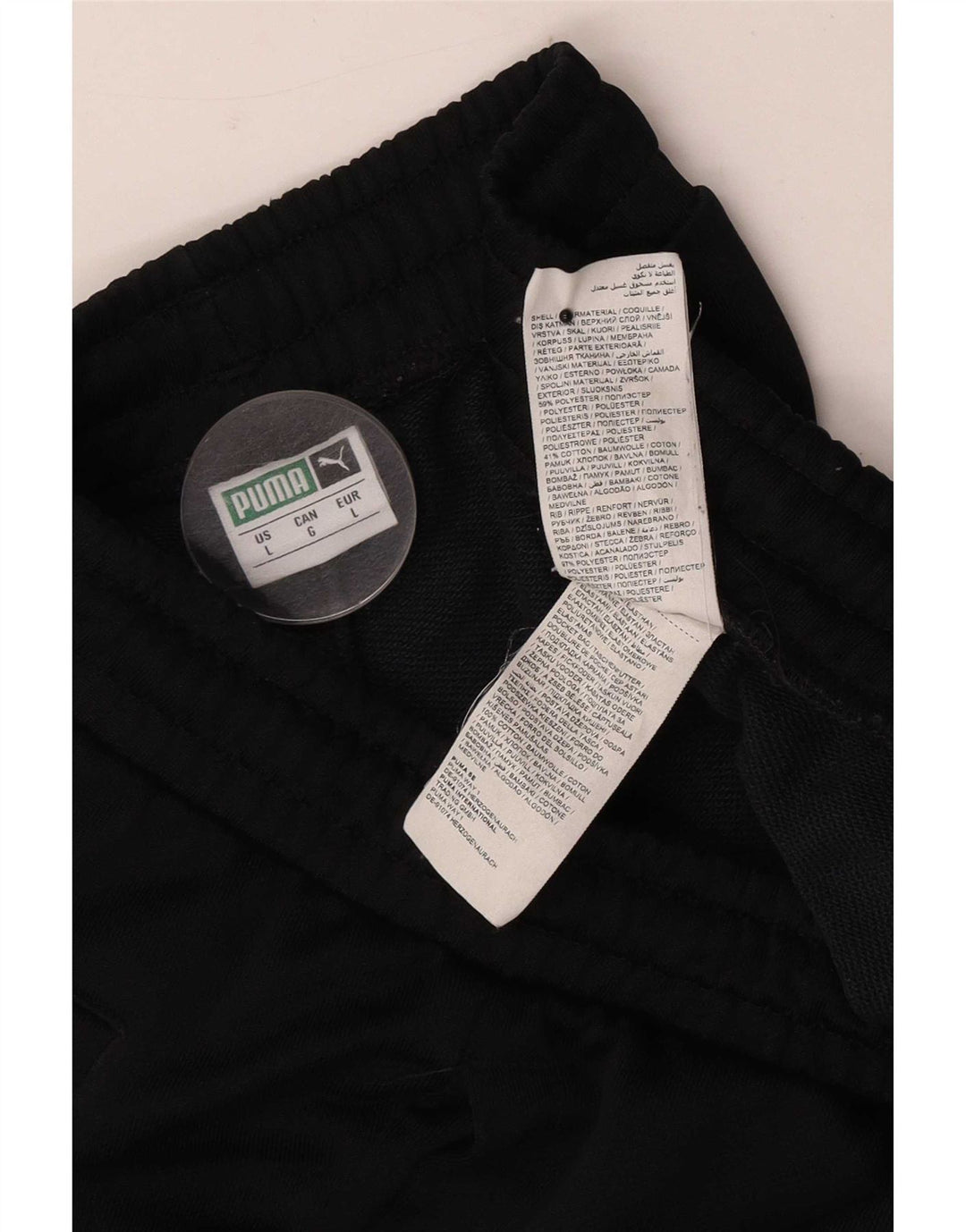 Puma Mens Tracksuit Trousers Joggers Large Black Colourblock Polyester