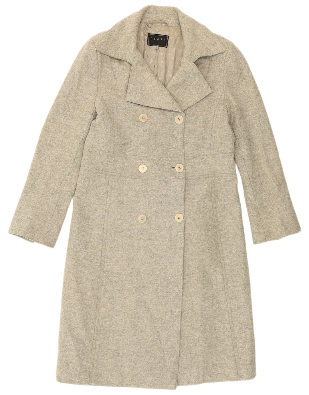 Coast Womens Double Breasted Coat UK 14 Large  Grey Virgin Wool