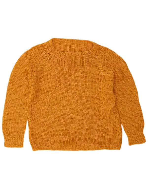 Vintage Womens Boat Neck Jumper Sweater UK 14 Medium Yellow