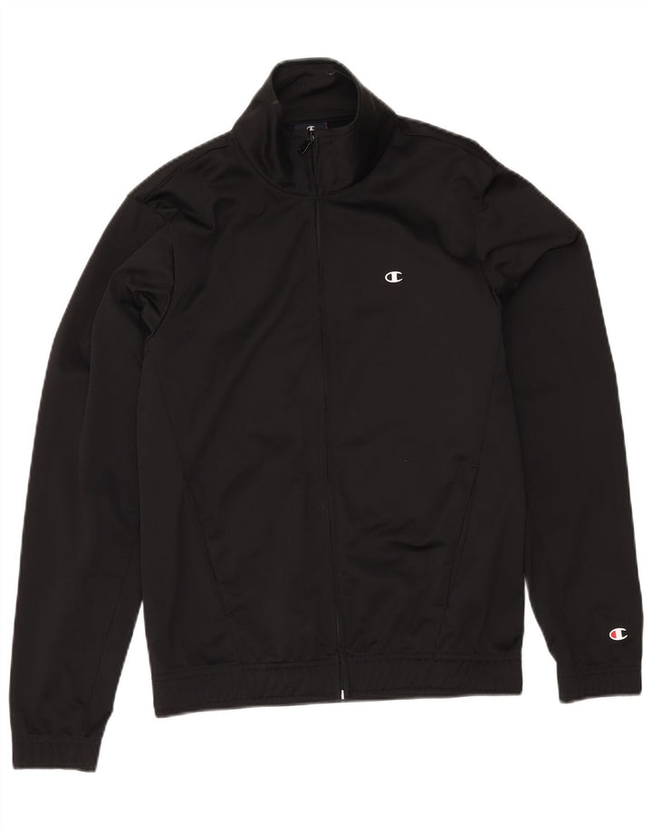 CHAMPION Mens Tracksuit Top Jacket Small Black Polyester