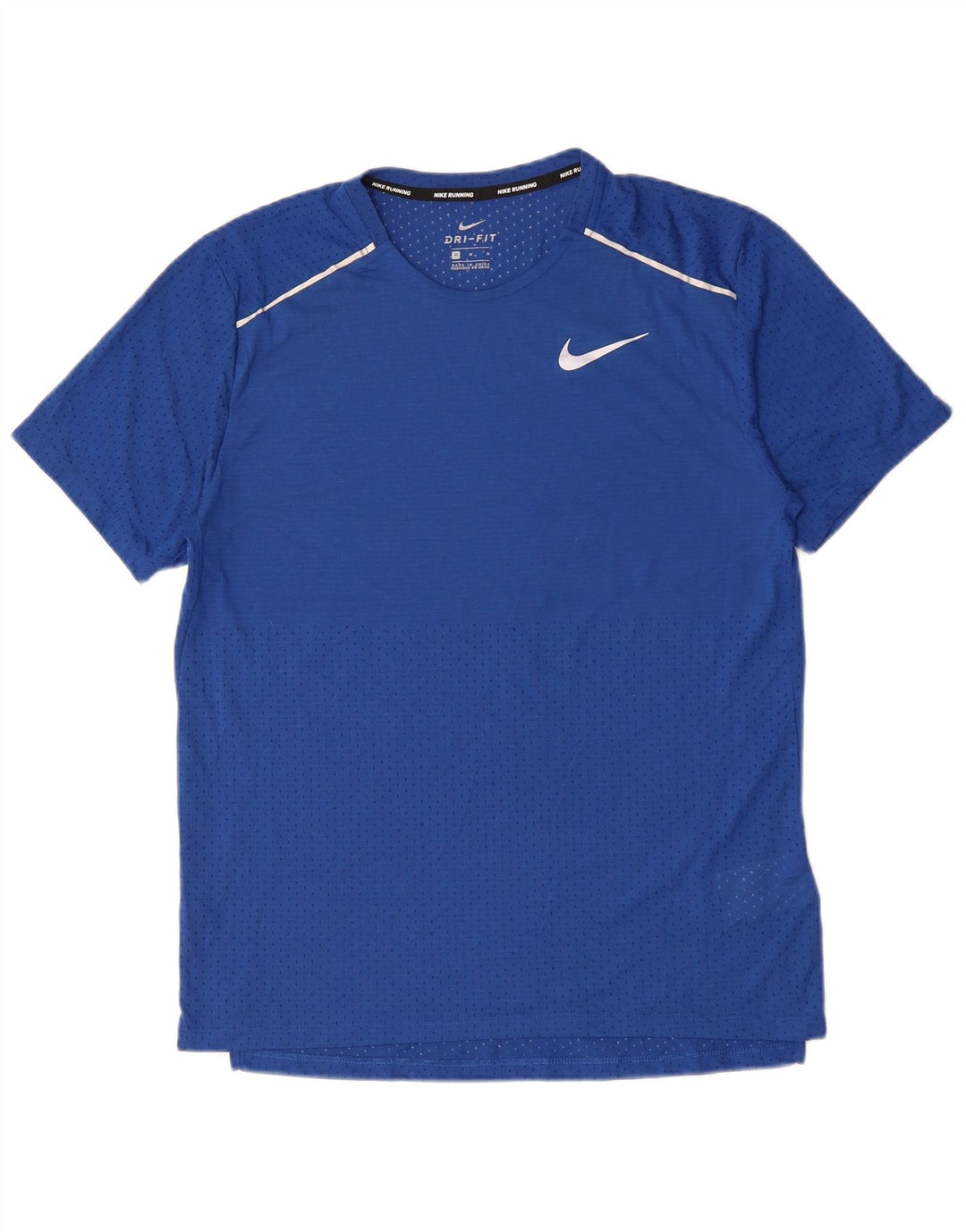 Nike Mens Dri Fit T-Shirt Top Medium Blue Polyester