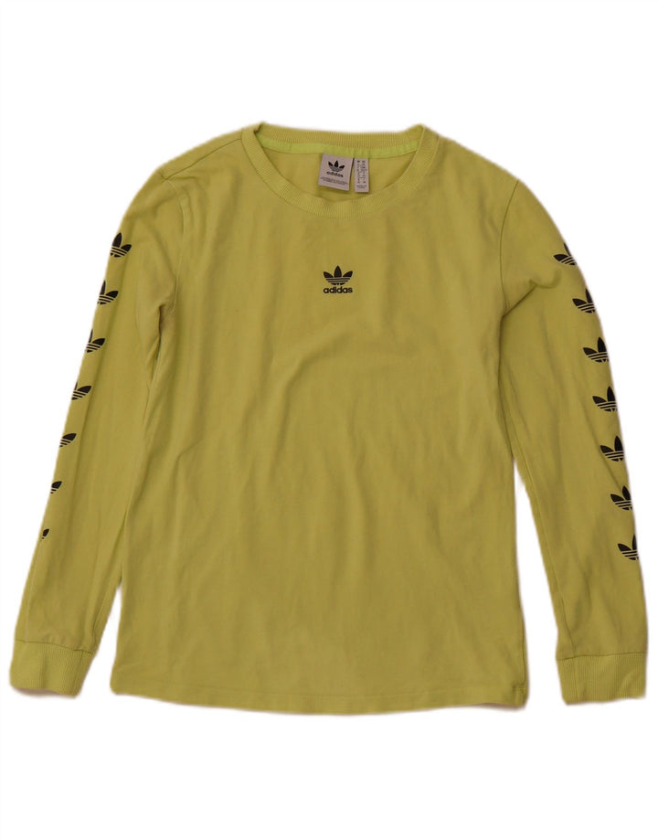 ADIDAS Womens Graphic Top Long Sleeve UK 6 XS Green Cotton