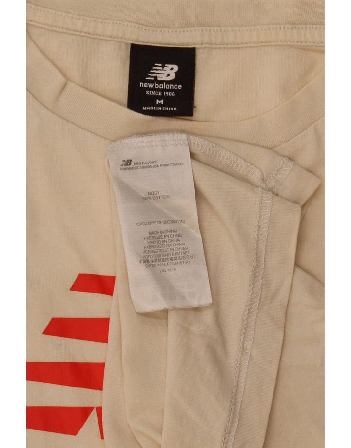 New Balance Mens Graphic T-Shirt Top Medium Beige Cotton