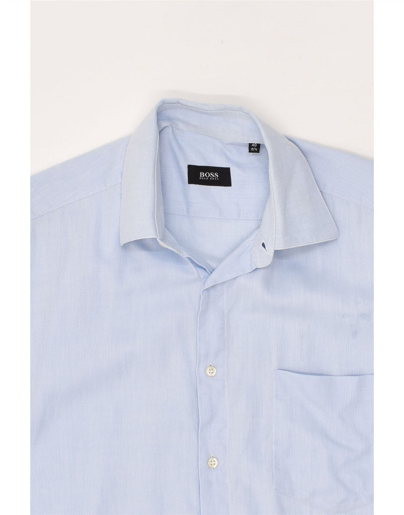 HUGO BOSS Mens Short Sleeve Shirt Size 15 1/2 40 Medium Blue | Vintage Hugo Boss | Thrift | Second-Hand Hugo Boss | Used Clothing | Messina Hembry 