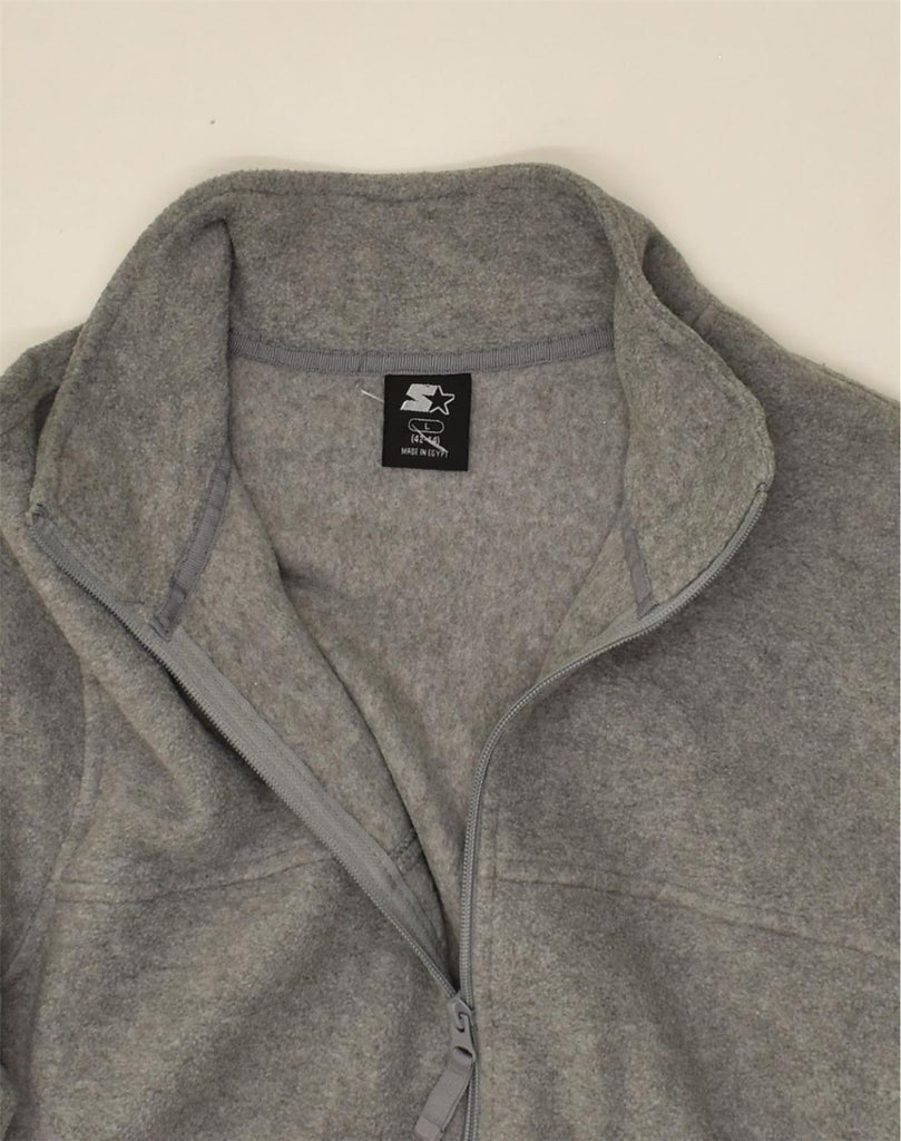 STARTER Mens Fleece Jacket UK 40 Large Grey Polyester | Vintage Starter | Thrift | Second-Hand Starter | Used Clothing | Messina Hembry 