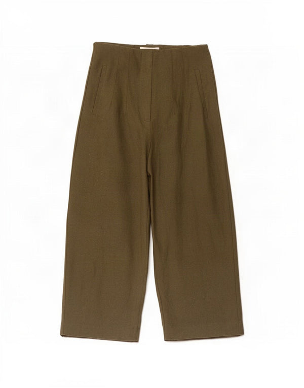 Zara Womens Wide Leg Casual Trousers Medium W26 L23 Khaki Cotton