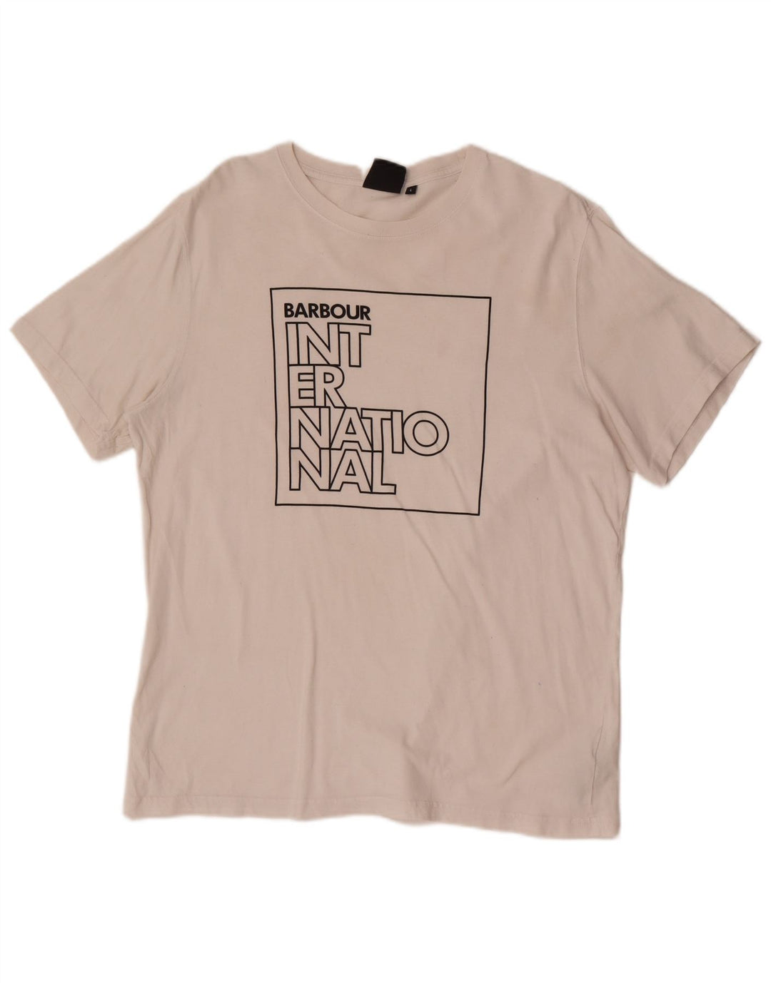 Barbour Mens Tailored Fit Graphic T-Shirt Top Large White Cotton