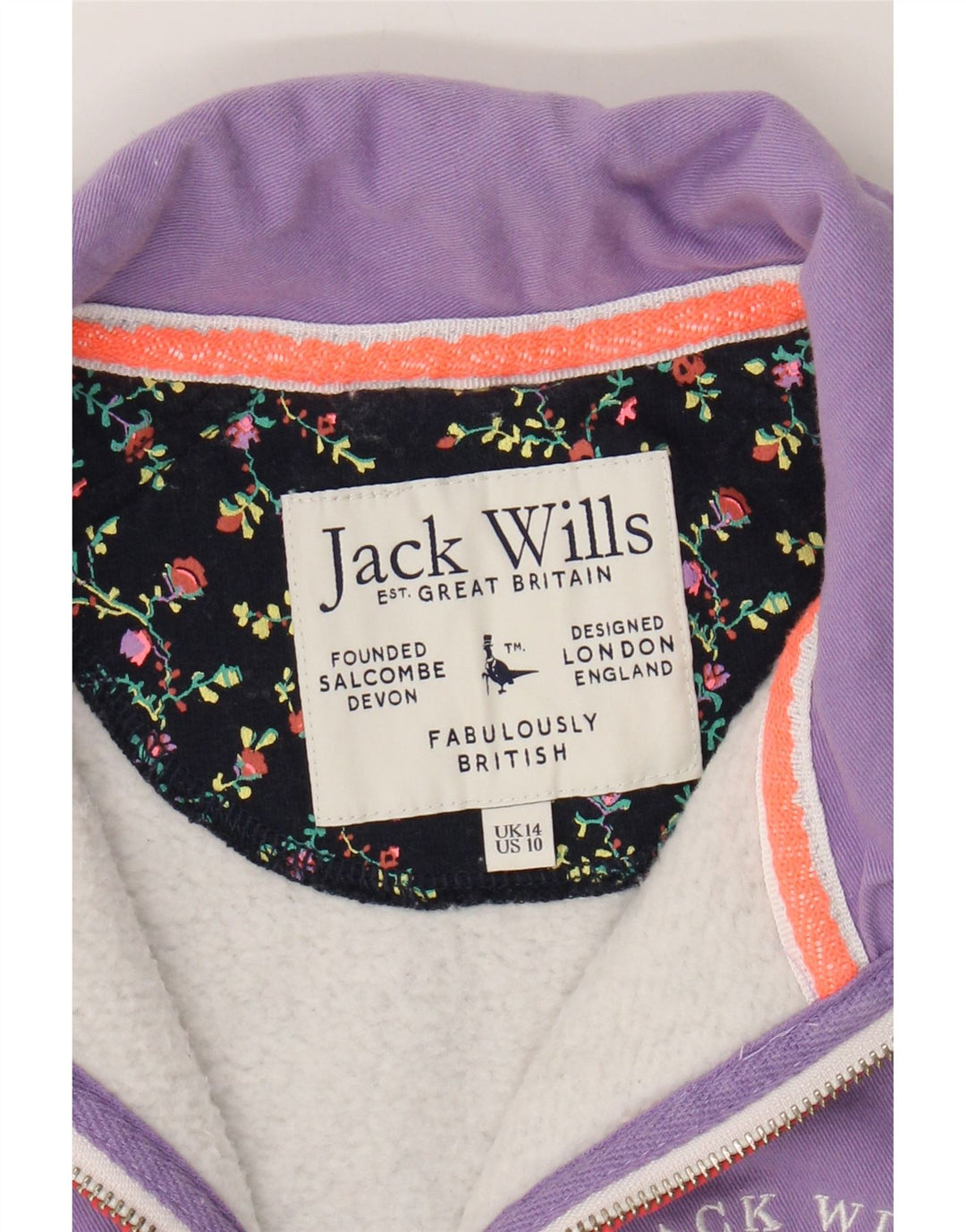 JACK WILLS Womens Crop Sweatshirt Jumper UK 14 Large Grey Colourblock Vintage Jack Wills and Second-Hand Jack Wills from Messina Hembry 