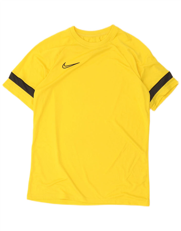 Nike Mens Dri Fit T-Shirt Top Large Yellow Colourblock