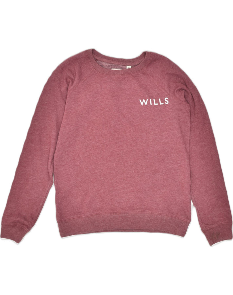 JACK WILLS Womens Sweatshirt Jumper UK 8 Small Burgundy Cotton | Vintage | Thrift | Second-Hand | Used Clothing | Messina Hembry 