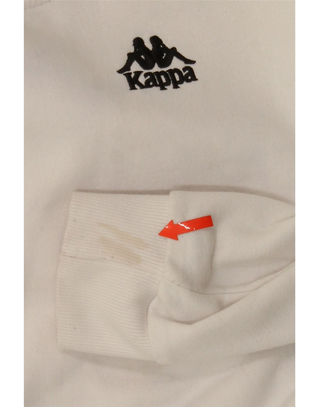 KAPPA Womens Oversized Graphic Crop Sweatshirt Jumper UK 10 Small White Vintage Kappa and Second-Hand Kappa from Messina Hembry 