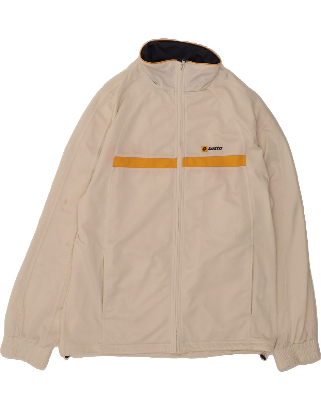 LOTTO Mens Tracksuit Top Jacket XL Off White Polyester Vintage Lotto and Second-Hand Lotto from Messina Hembry 