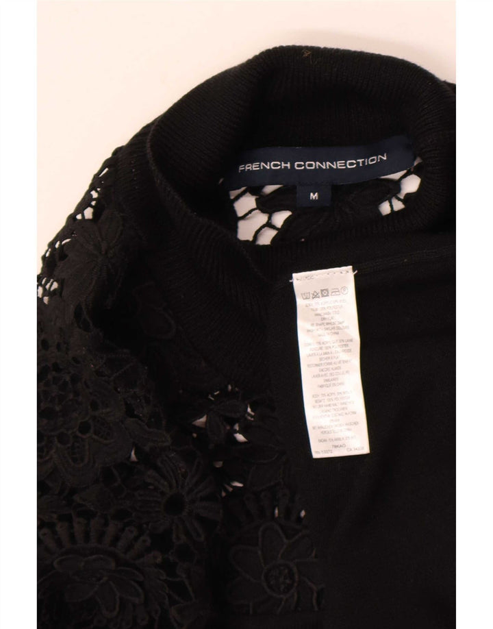 French Connection Womens Roll Neck Jumper Sweater UK 14 Medium Black Floral