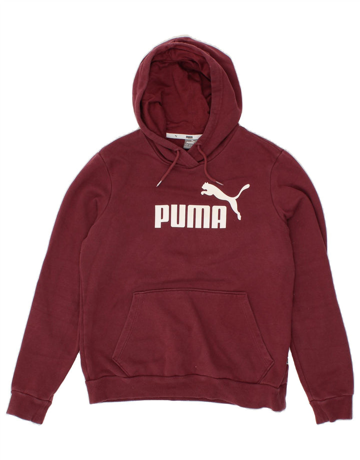 PUMA Womens Hoodie Jumper UK 14 Large  Maroon Cotton Vintage Puma and Second-Hand Puma from Messina Hembry 