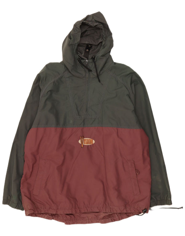 Vision Street Wear Mens Pullover Rain Jacket UK 42 XL Khaki Colourblock