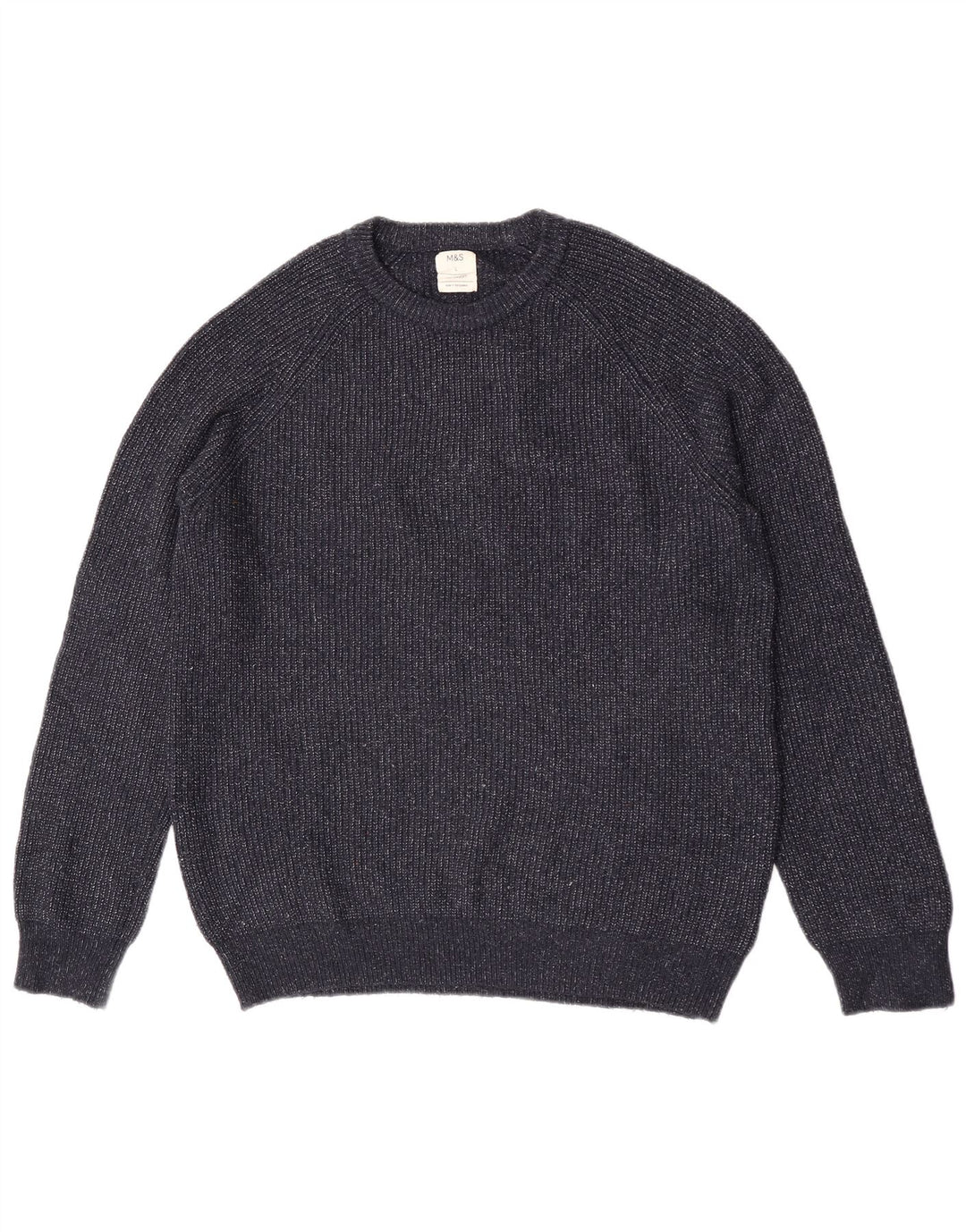 Marks & Spencer Mens Crew Neck Jumper Sweater Large Navy Blue Flecked