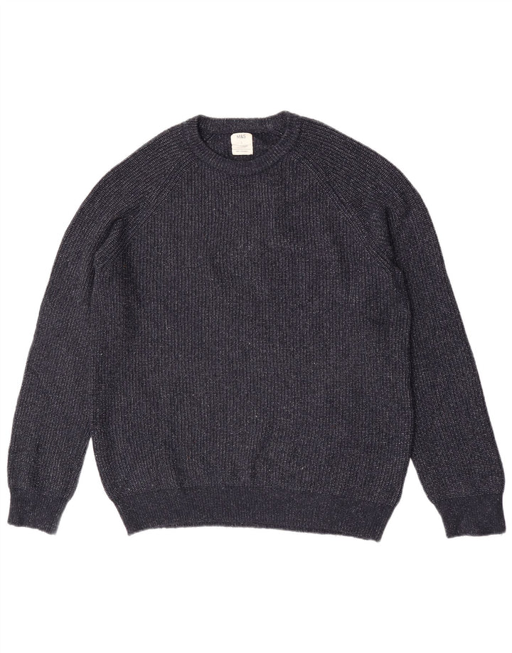 Marks & Spencer Mens Crew Neck Jumper Sweater Large Navy Blue Flecked