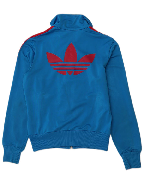 Adidas Womens Graphic Tracksuit Top Jacket EU 36 Small Blue Polyester