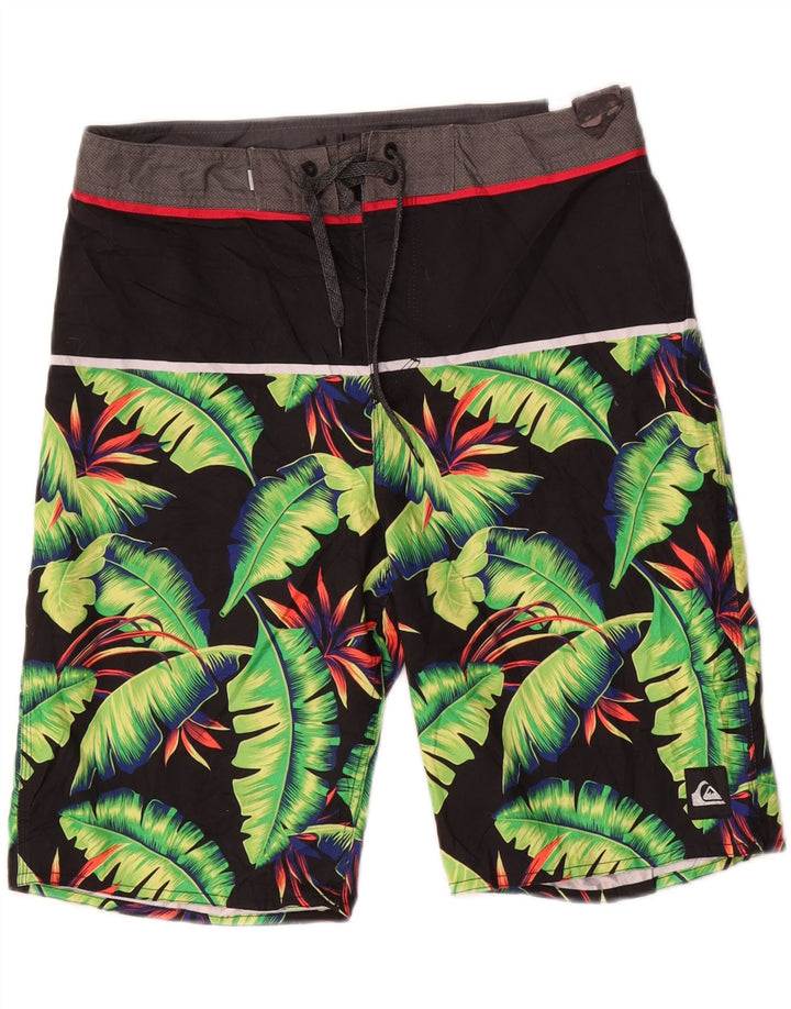 Quiksilver Mens Swimming Shorts Medium  Black Floral Polyester