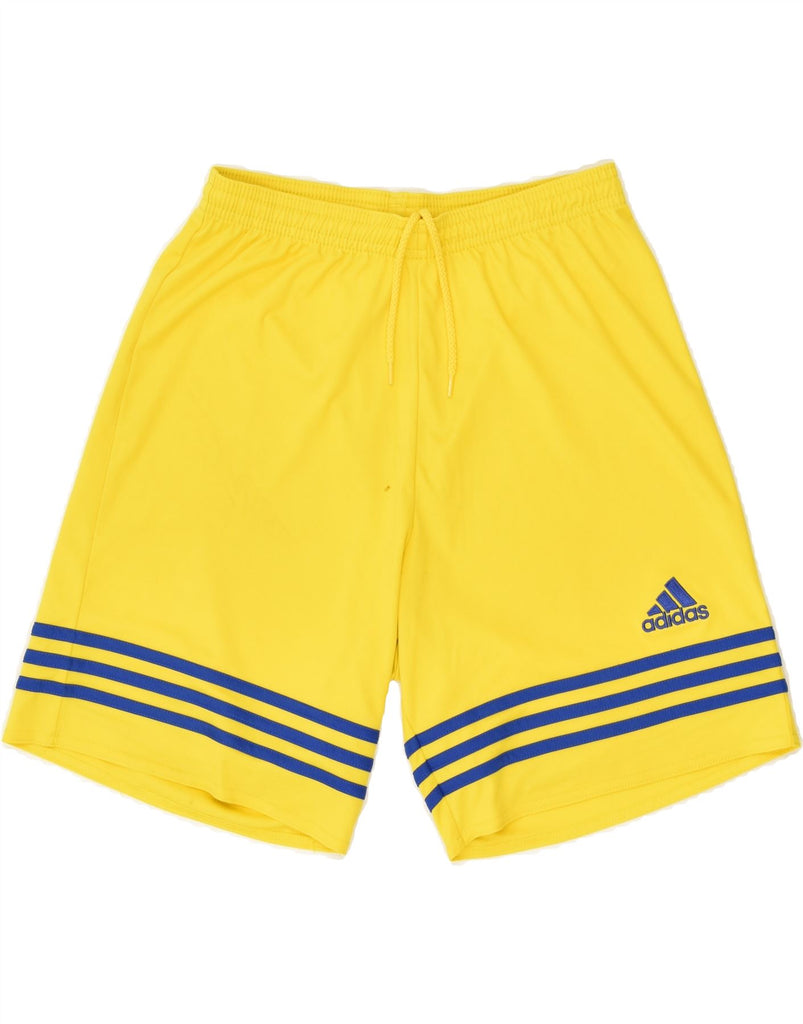 ADIDAS Mens Climalite Graphic Sport Shorts Small Yellow Polyester | Vintage Adidas | Thrift | Second-Hand Adidas | Used Clothing | Messina Hembry 