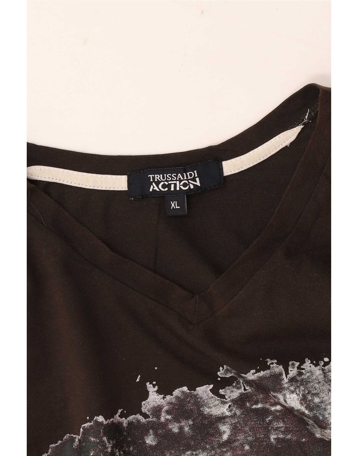 Trussardi Mens Graphic T-Shirt Top XL Brown