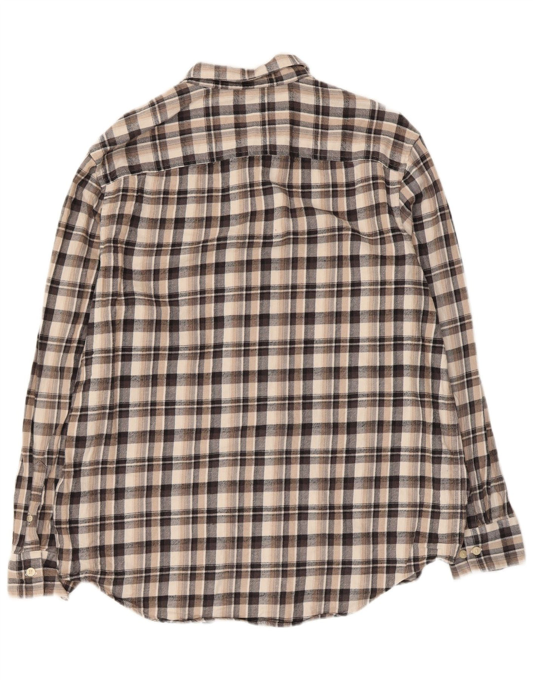Calvin Klein Mens Flannel Shirt Medium Beige Check Cotton