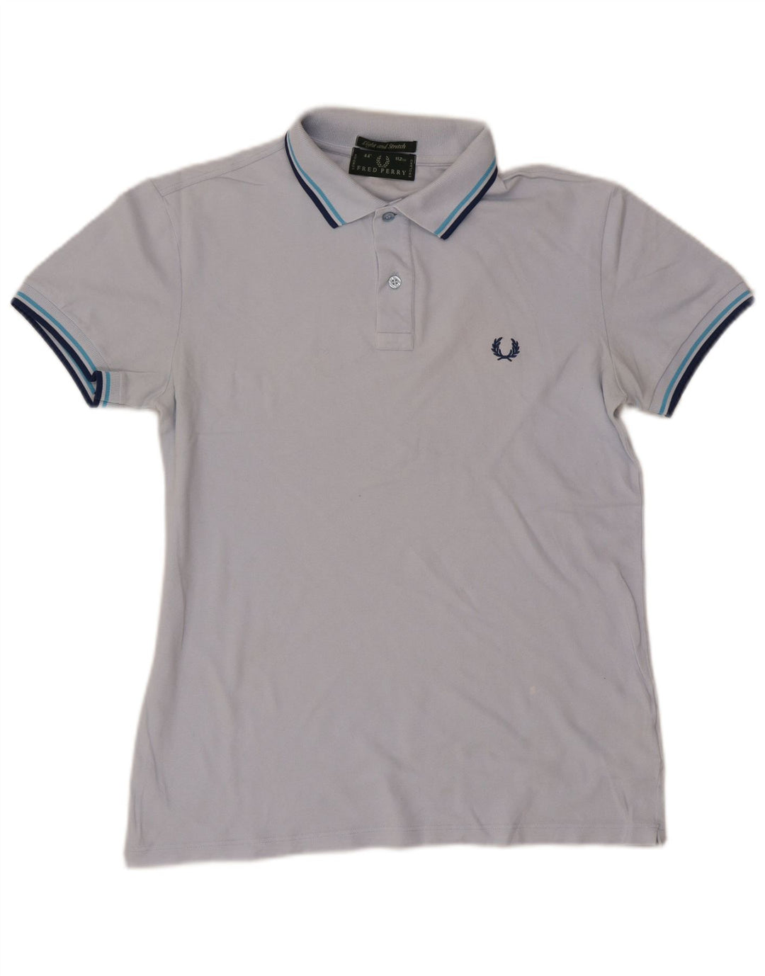 Fred Perry Mens Polo Shirt Medium Blue Striped Cotton