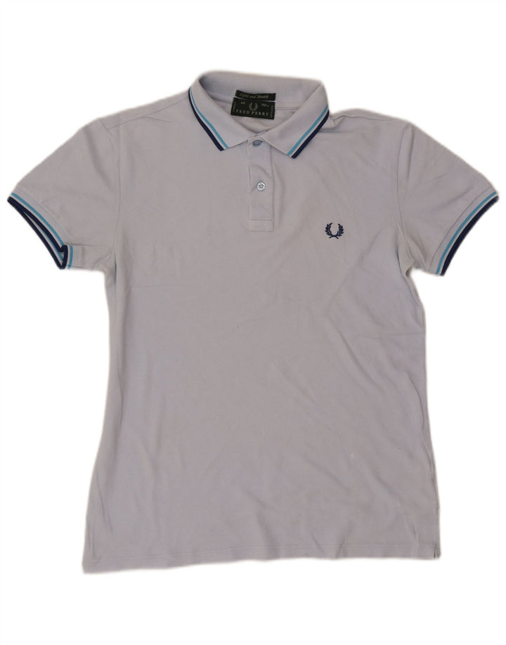 Fred Perry Mens Polo Shirt Medium Blue Striped Cotton