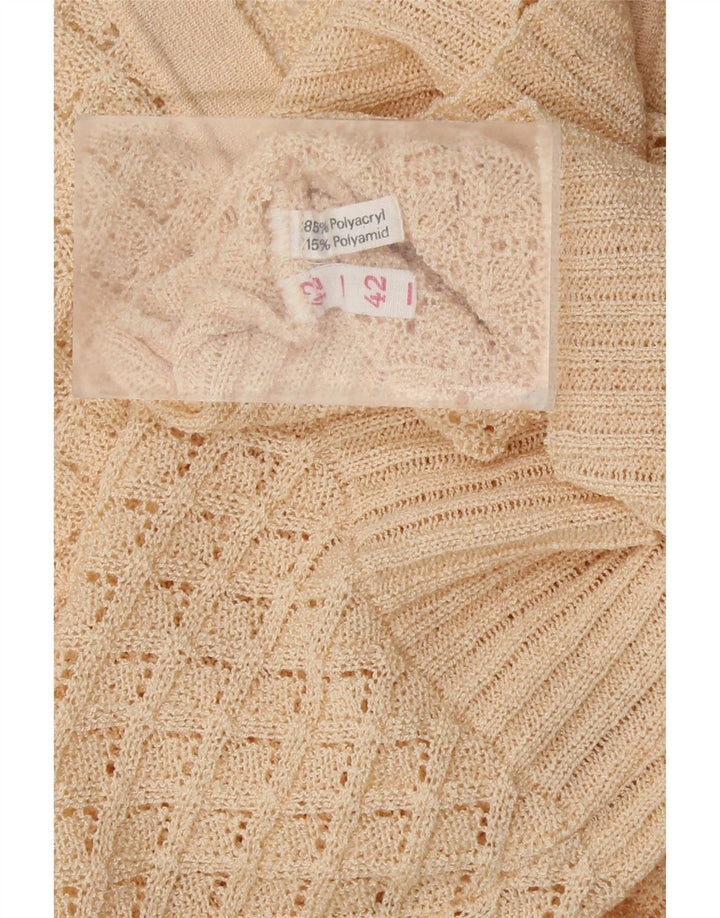VINTAGE Womens Short Sleeve V-Neck Jumper Sweater IT 42 Medium Off White