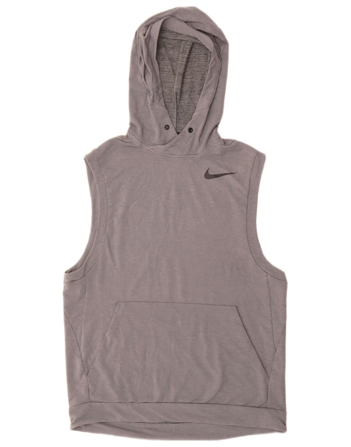 NIKE Mens Dri Fit Sleeveless Hoodie Jumper Medium Grey Polyester