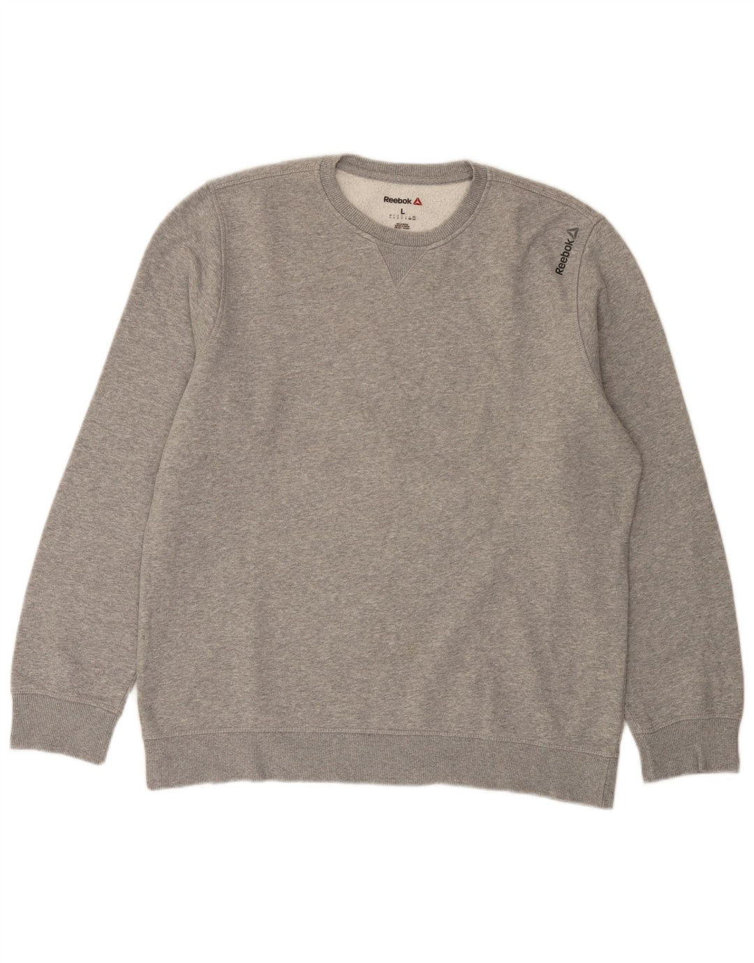 Reebok Mens Sweatshirt Jumper Large Grey Flecked Cotton