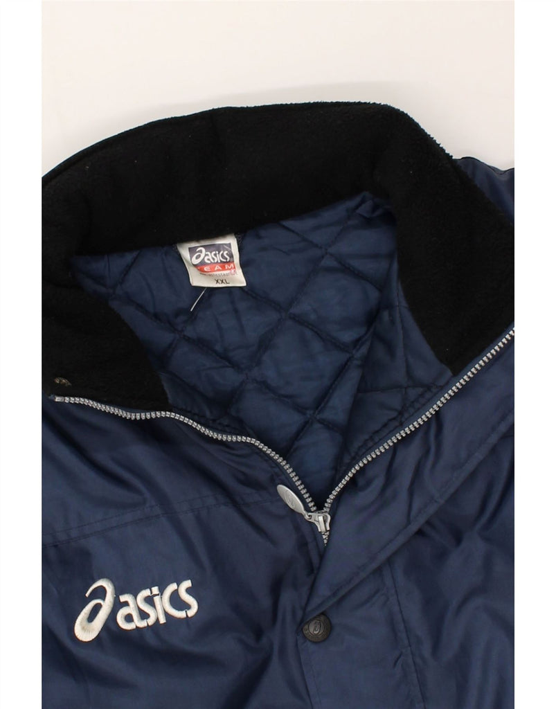 OASIS Mens Graphic Padded Jacket UK 44 2XL Navy Blue Polyester | Vintage Oasis | Thrift | Second-Hand Oasis | Used Clothing | Messina Hembry 