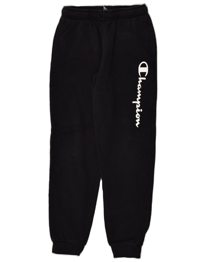 CHAMPION Boys Graphic Tracksuit Trousers Joggers 13-14 Years Black Cotton | Vintage Champion | Thrift | Second-Hand Champion | Used Clothing | Messina Hembry 