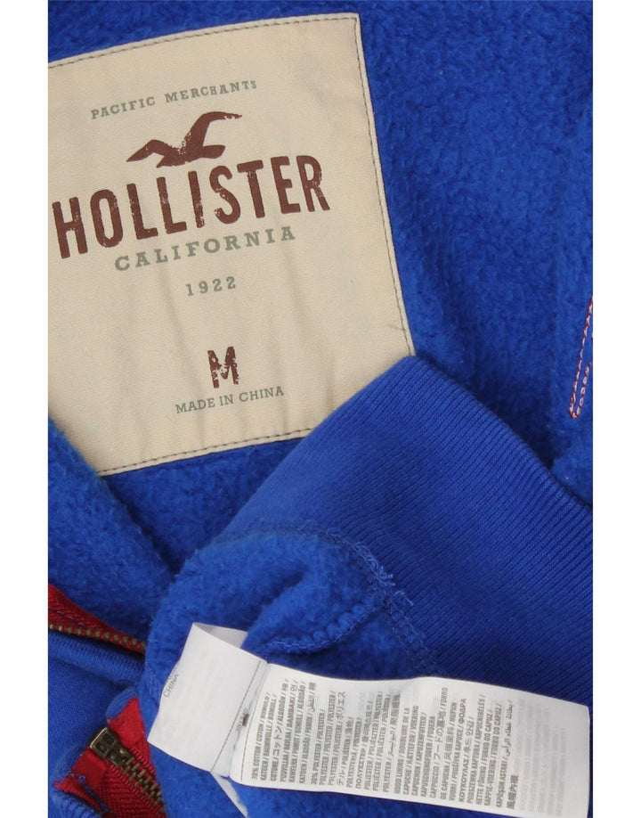 Hollister Mens Graphic Zip Hoodie Sweater Medium Blue Cotton