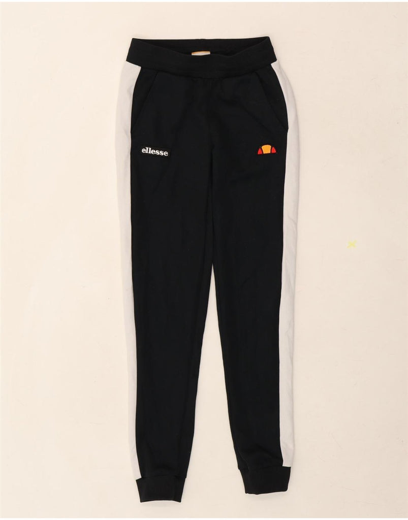 ELLESSE Womens Tracksuit Trousers Joggers UK 4 XS Black Colourblock Vintage Ellesse and Second-Hand Ellesse from Messina Hembry 
