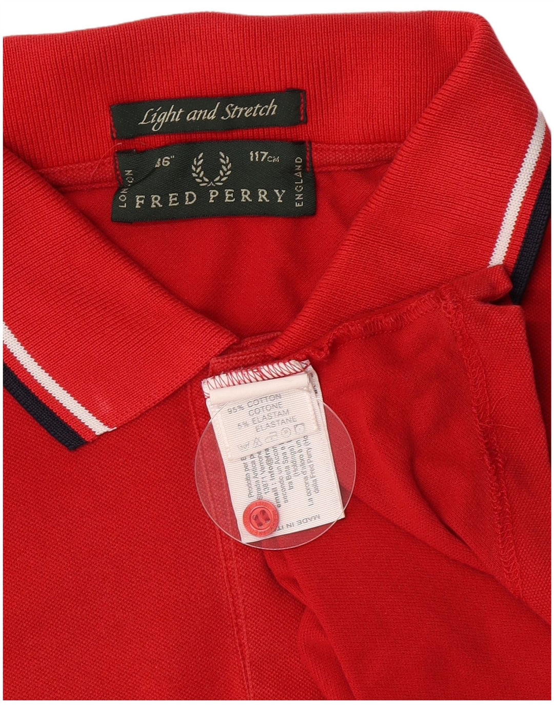 Fred Perry Mens Light and Stretch Polo Shirt Medium Red Cotton