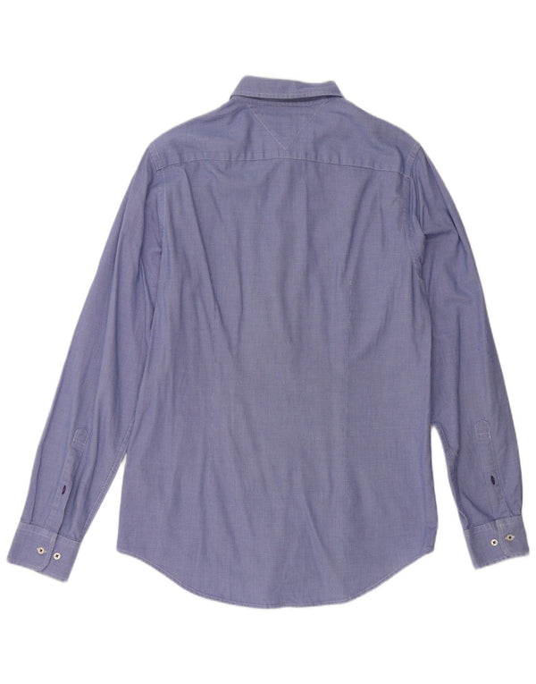 Tommy Hilfiger Mens Slim Fit Shirt Large Blue Geometric Cotton