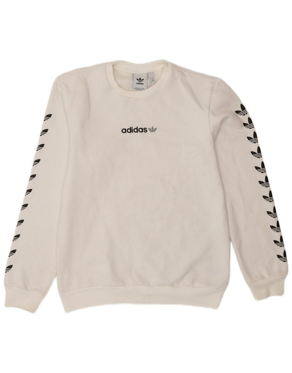 Adidas Mens Graphic Sweatshirt Jumper Small White Cotton