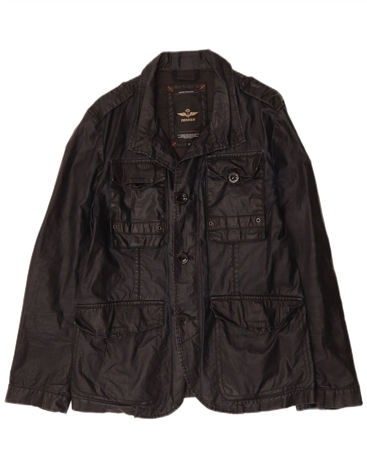Dekker Mens Utility Jacket UK 38 Medium Navy Blue