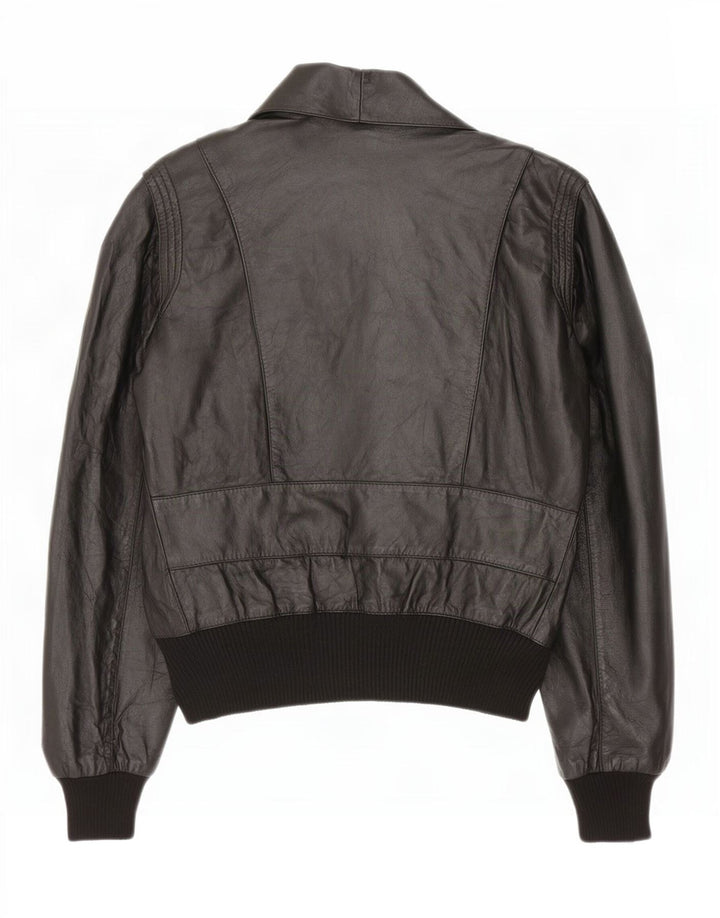 Marcos Womens Leather Jacket IT 44 Medium Black