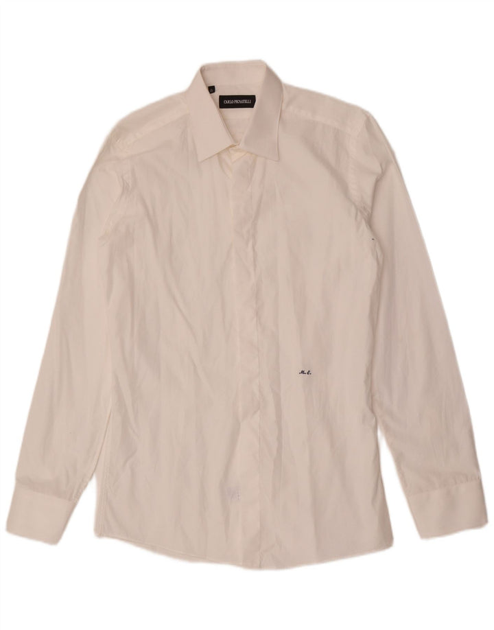 Carlo Pignatelli Mens Formal Shirt Size 38 15 Medium White Cotton