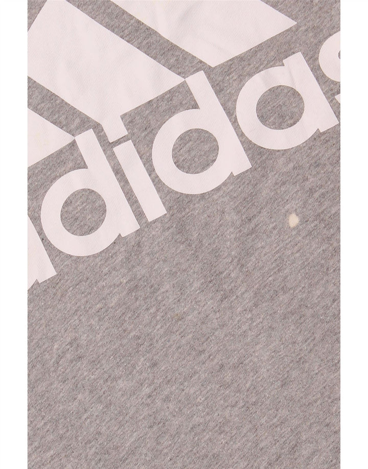 Adidas Womens Graphic T-Shirt Top UK 12 Medium Grey Cotton