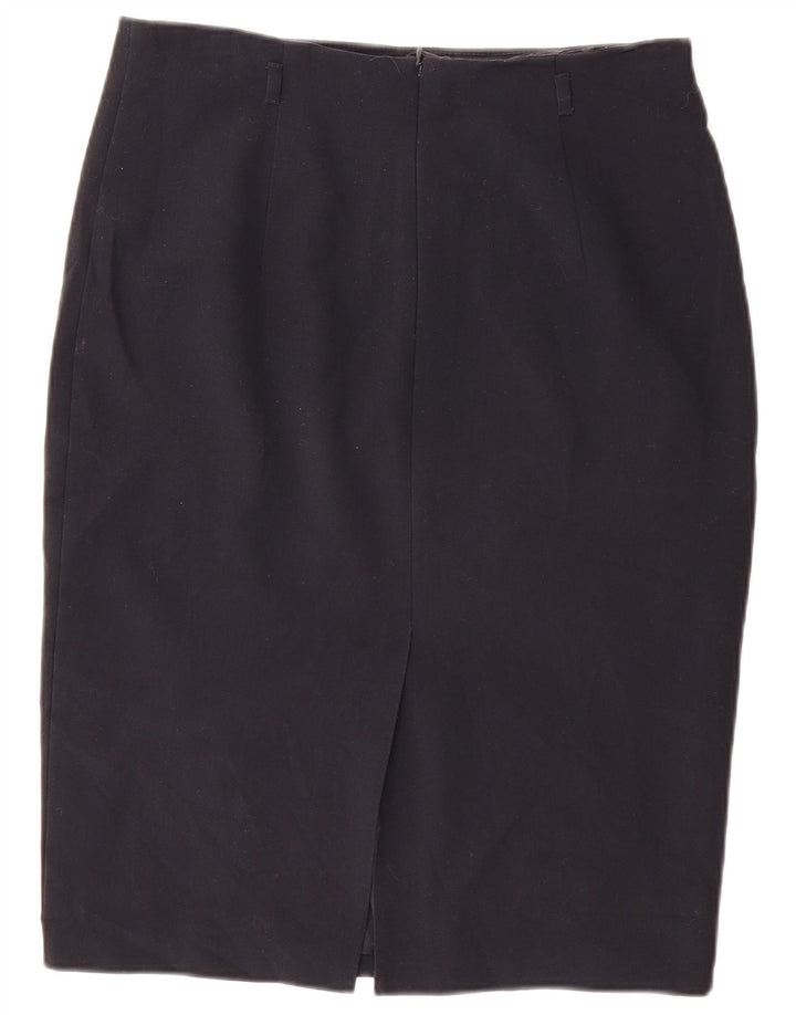 Marks & Spencer Womens Pencil Skirt UK 14 Large W32 Navy Blue Polyester