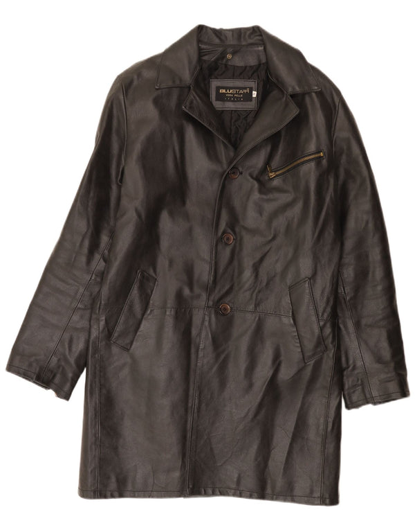 Blustaff Mens Leather Coat UK 38 Medium Black Leather