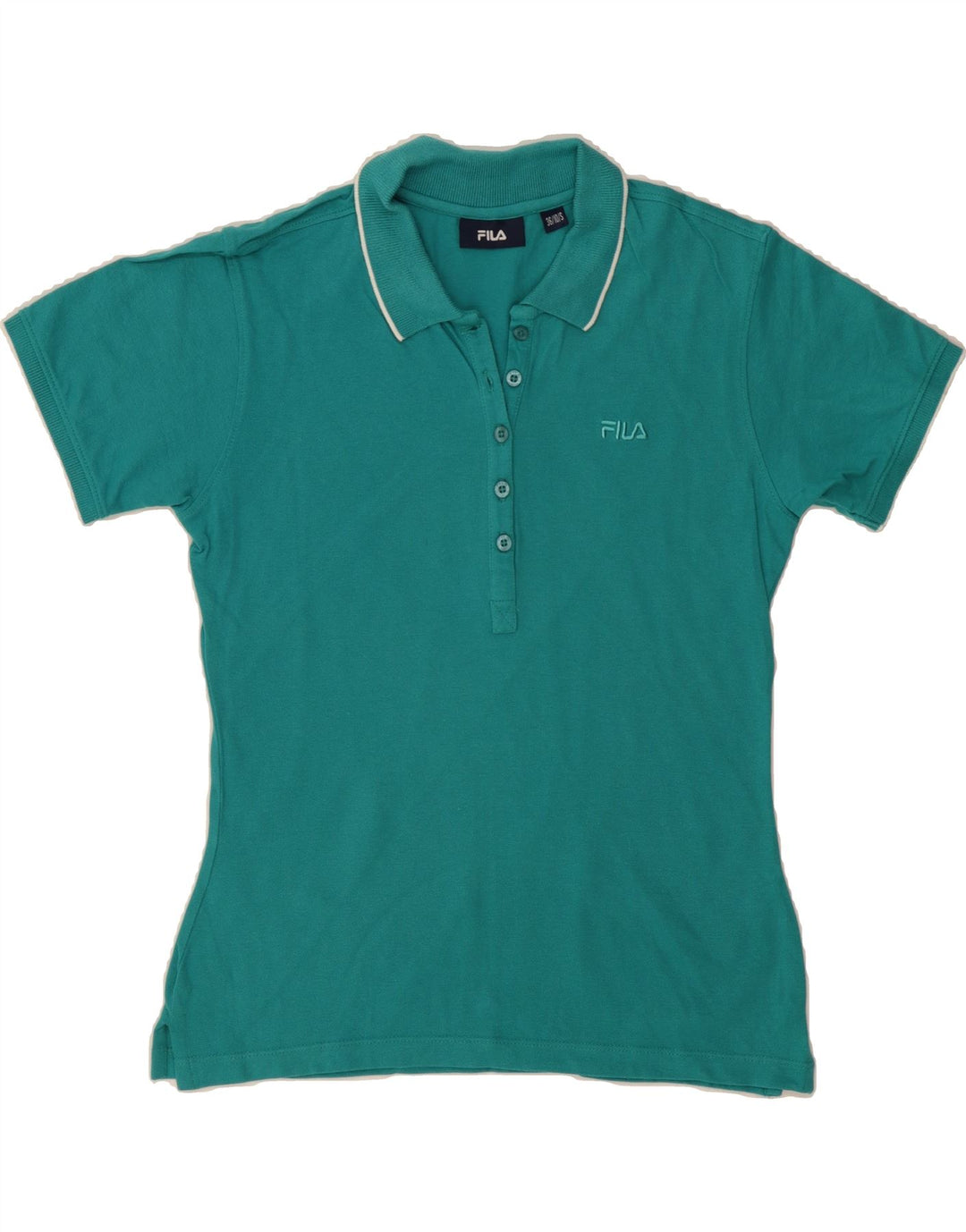 FILA Womens Polo Shirt UK 10 Small Turquoise Cotton Vintage Fila and Second-Hand Fila from Messina Hembry 