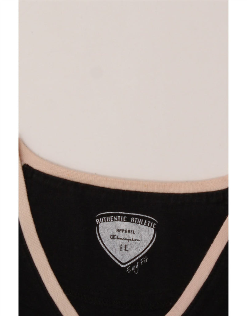 CHAMPION Womens Easy Fit T-Shirt Top UK 16 Large Black Cotton Vintage Champion and Second-Hand Champion from Messina Hembry 