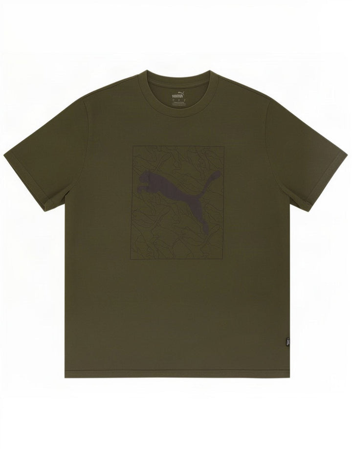 Puma Mens Graphic T-Shirt Top Large Khaki