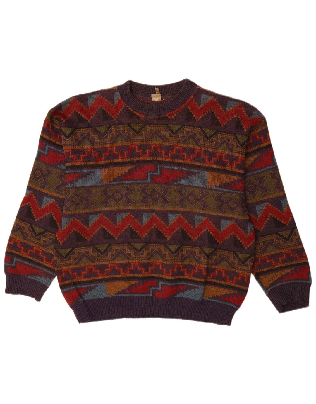 VINTAGE Mens Crew Neck Jumper Sweater IT 52/54 Large Multicoloured