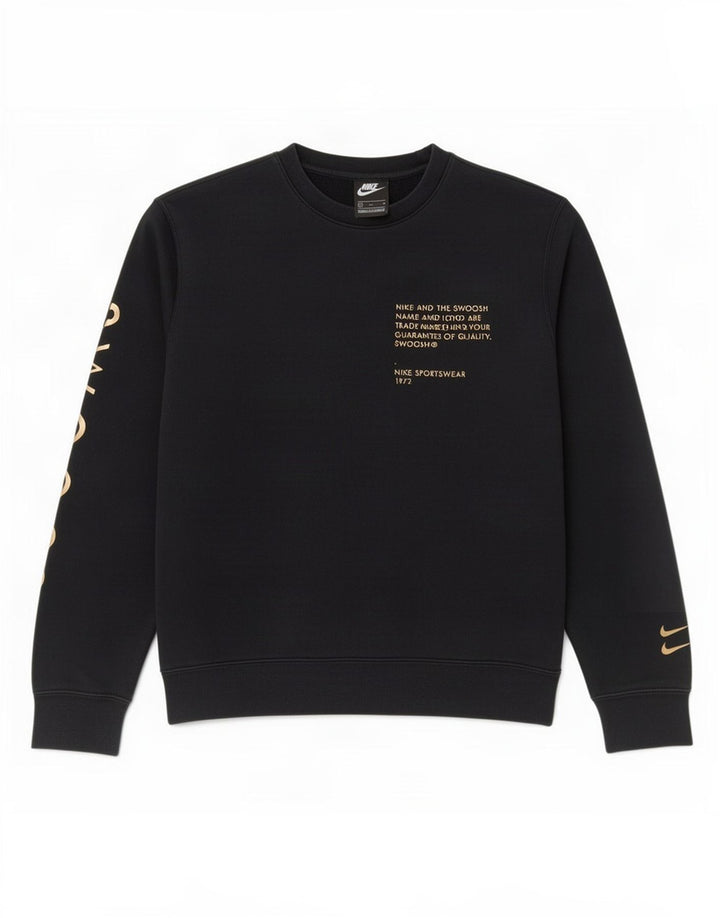 Nike Mens Graphic Sweatshirt Jumper Medium Black Cotton