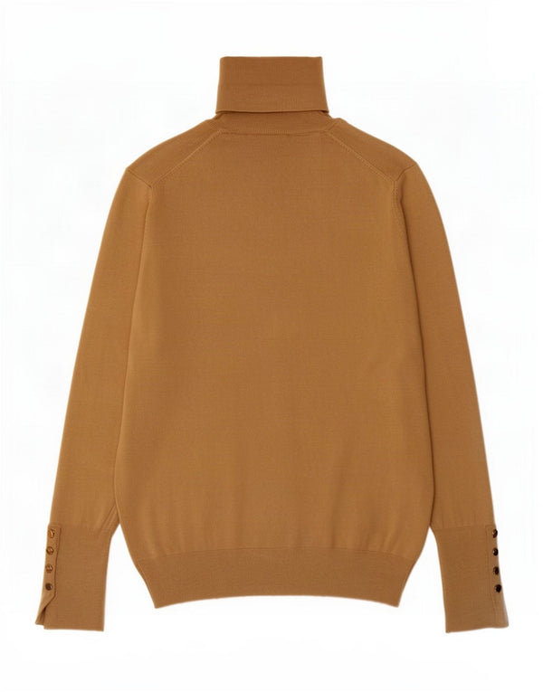 Zara Womens Roll Neck Jumper Sweater UK 12 Medium Beige Viscose